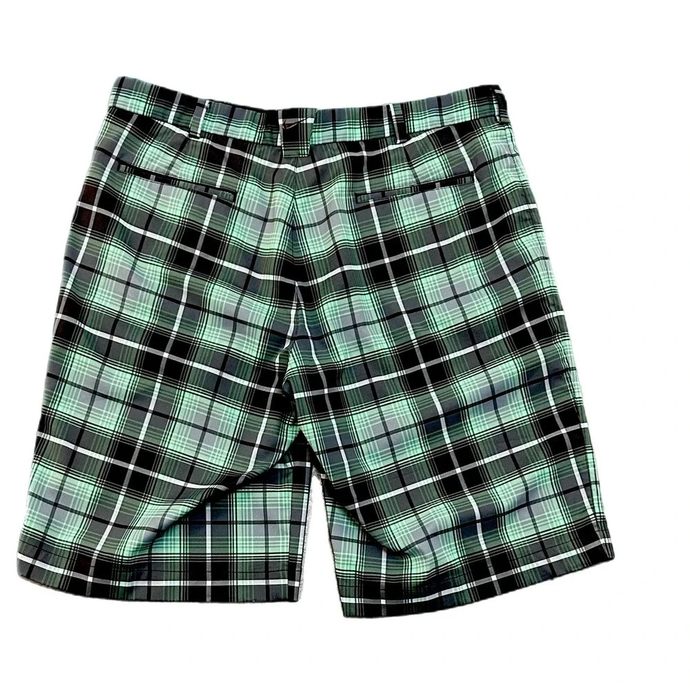 Nike Golf Shorts Mens Size 36 Green Black Plaid Tour Performance 509182-338‎